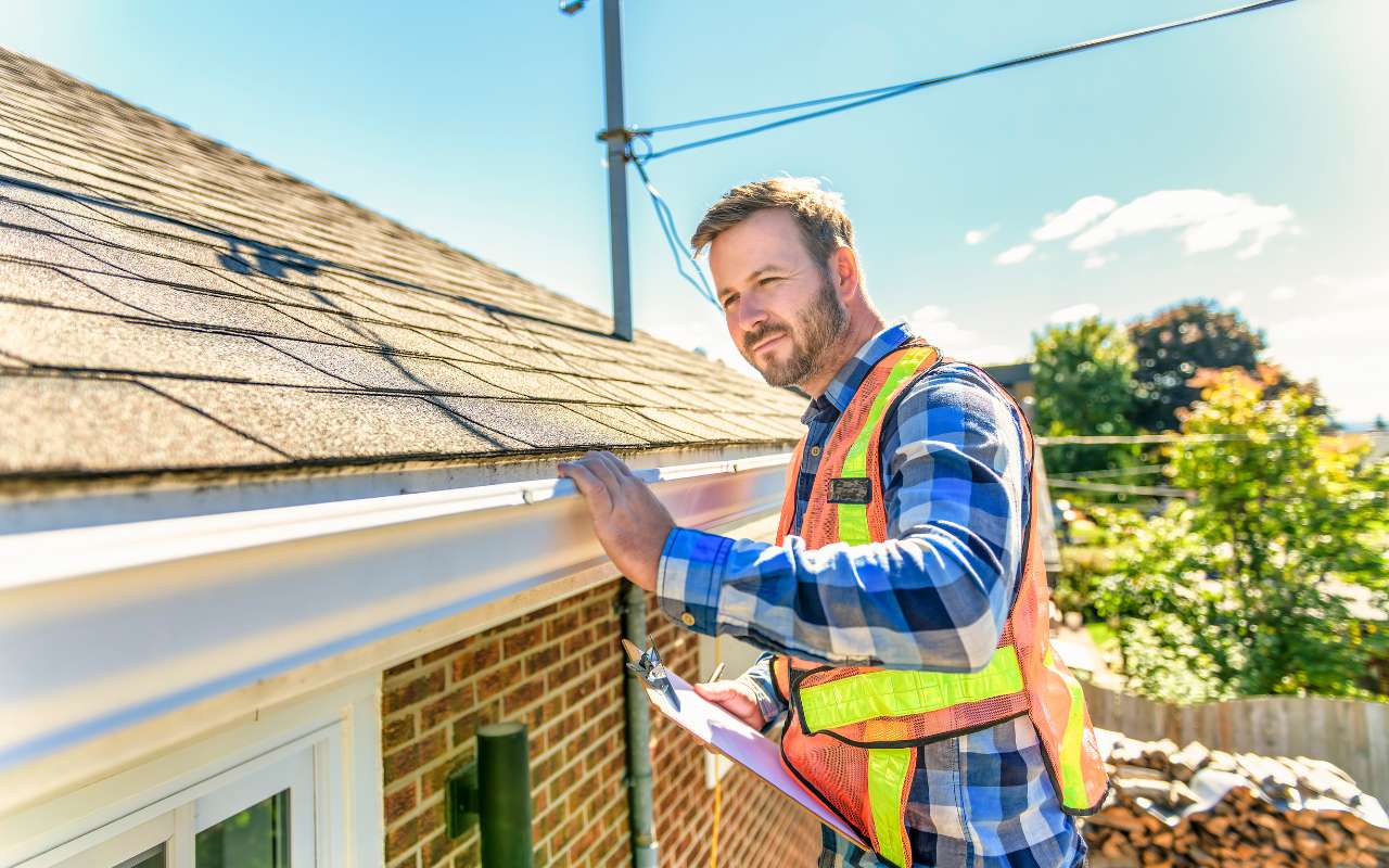 A professional roof inspector examines a Bronx rooftop during the summer.
